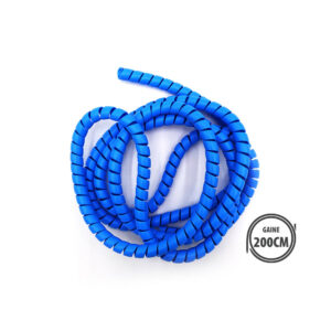 Blue spiral coil cable arranged in loops on a white background, labeled 200CM