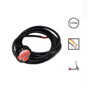 Circular LED light module with red LEDs attached to a long black wire, intended as a scooter/bike accessory (connects via three wires).