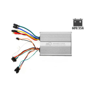 60V/35A motor controller with a multi-colored wiring harness and black connectors